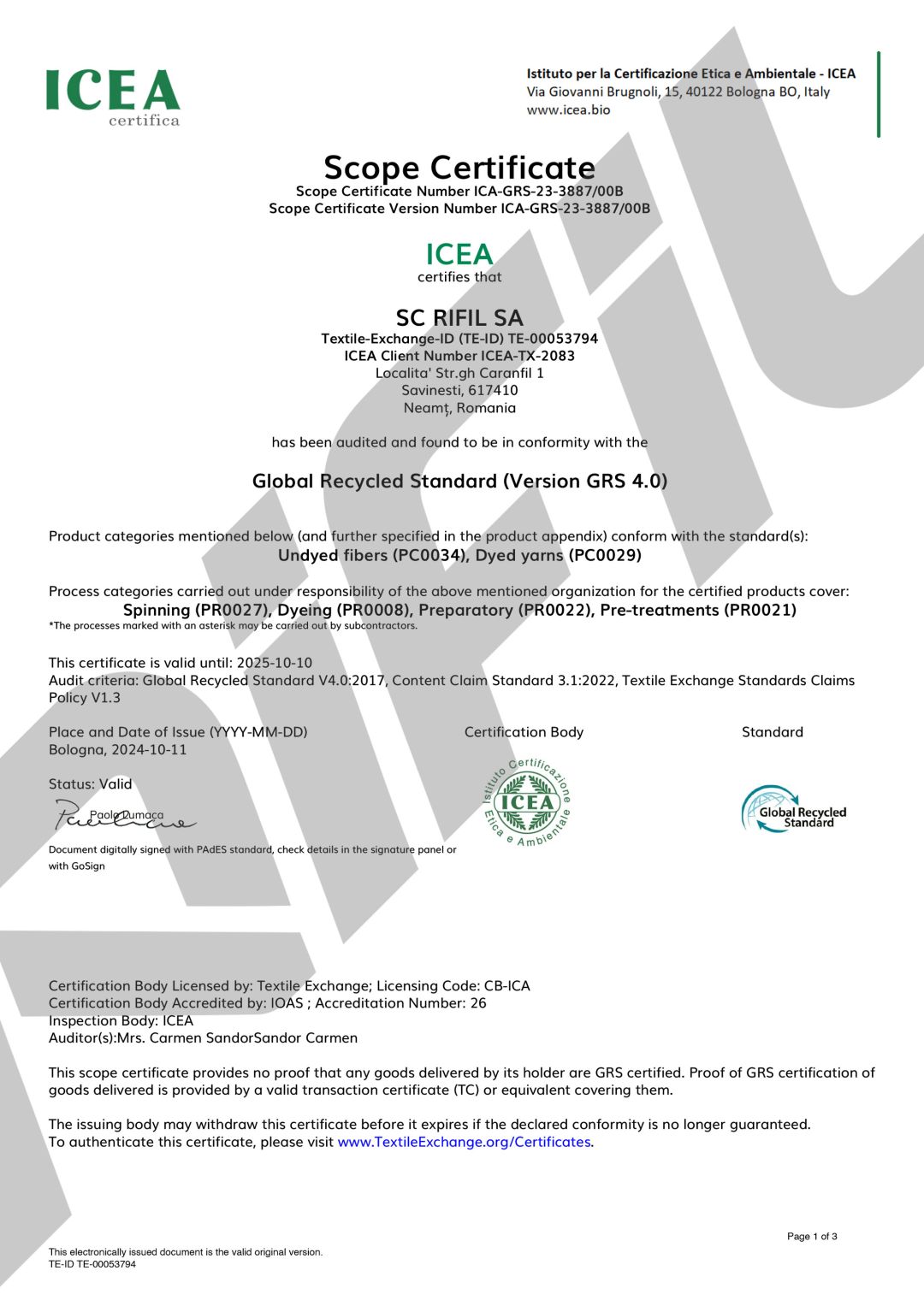 grs certificate image